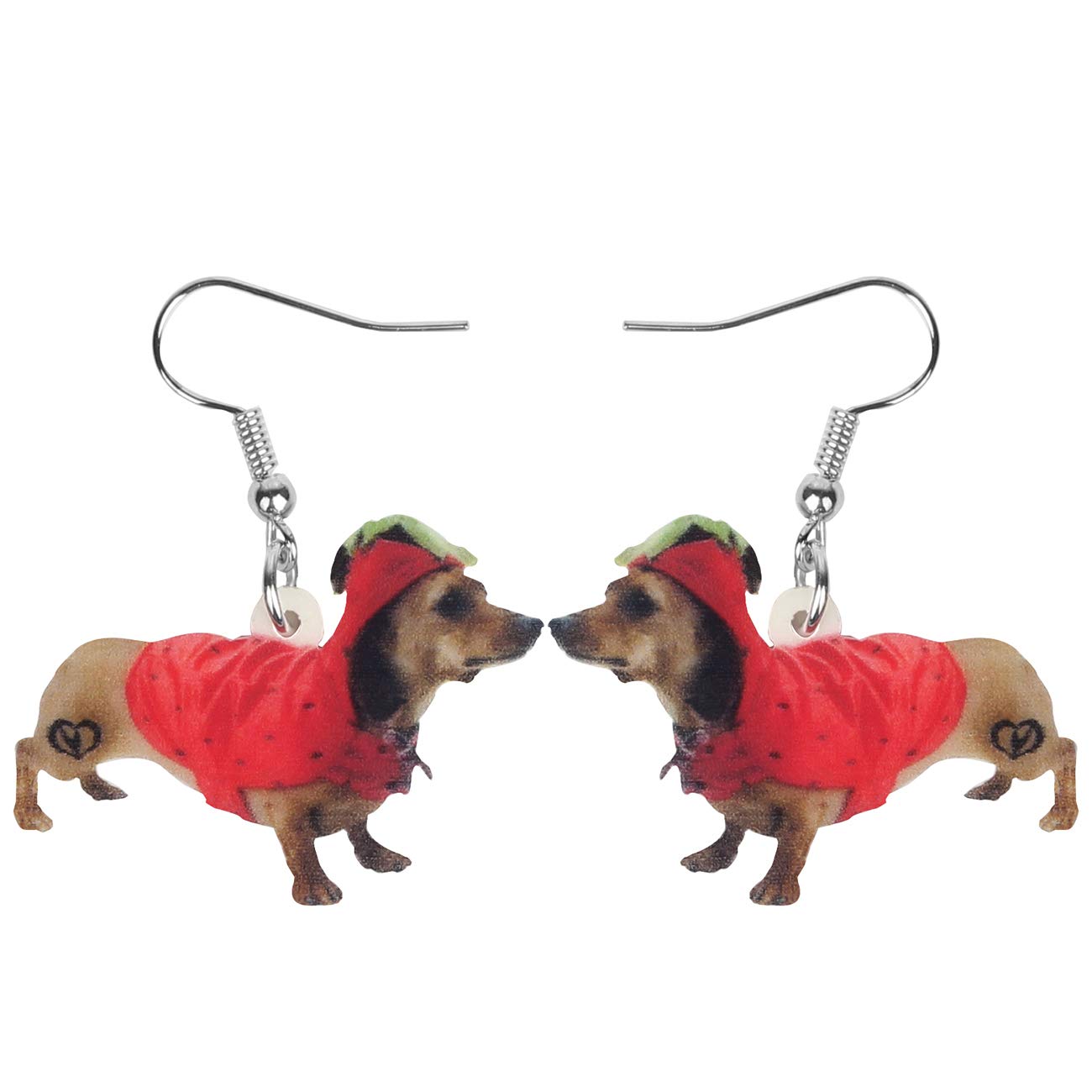 DUOWEI Dainty Floral Enamel Dachshund Dog Earrings - Cute Pet Puppy Drop Dangle Jewelry Gifts For Women - View #8