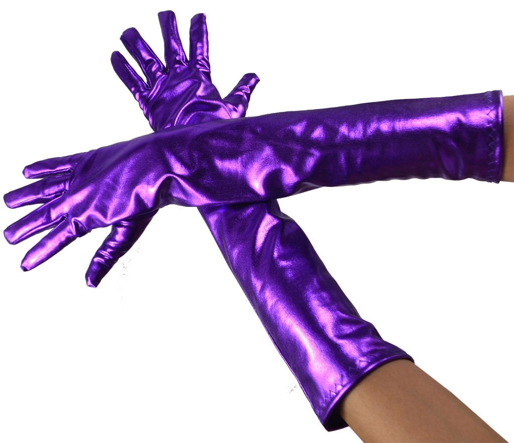 Women's Long PU Faux Leather Dress Gloves, Elbow Length Gloves For Halloween Party/ Cosplay Costume WLLG-1, Purple, One Size โ image 1