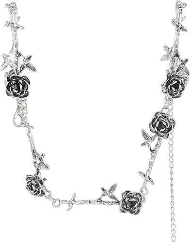 Miniatura 11 de Irregular Red Rose Necklace for Women Flower Necklace Vintage Jewelry Fashion Valentine's Day Jewelry 19.29 inches