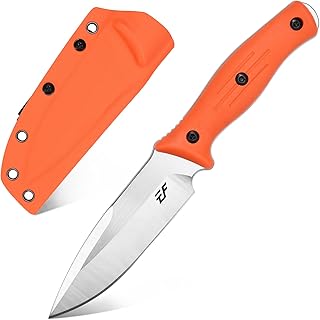 Eafengrow EF140 Fixed Blade Knife AUS-10 Steel Blade G10 Handle Full Tang Heavy Duty EDC Straight Knife for Working Camping Outdoor（Orange - Eafengrow