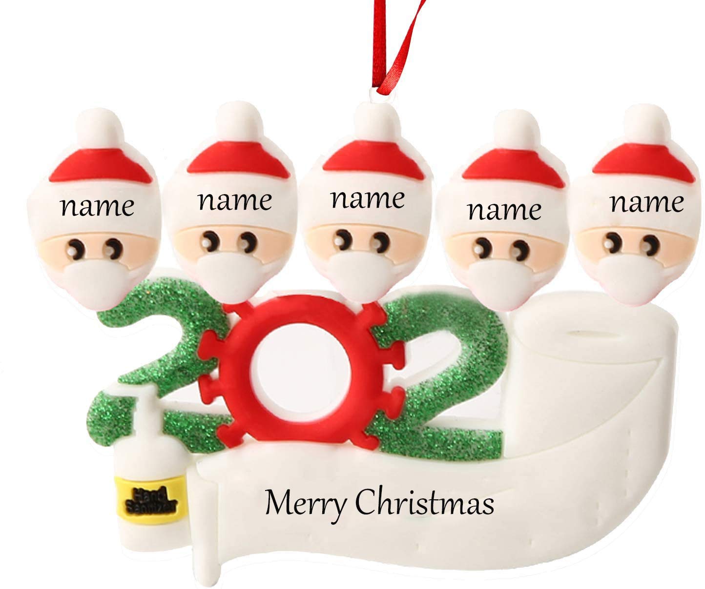 2020 Merry Christmas Ornament Decorations Newest Theme Creative Gift Tree Ornament Kit Hanging Accessories for Home Indoor Outdoor (Family of 5)