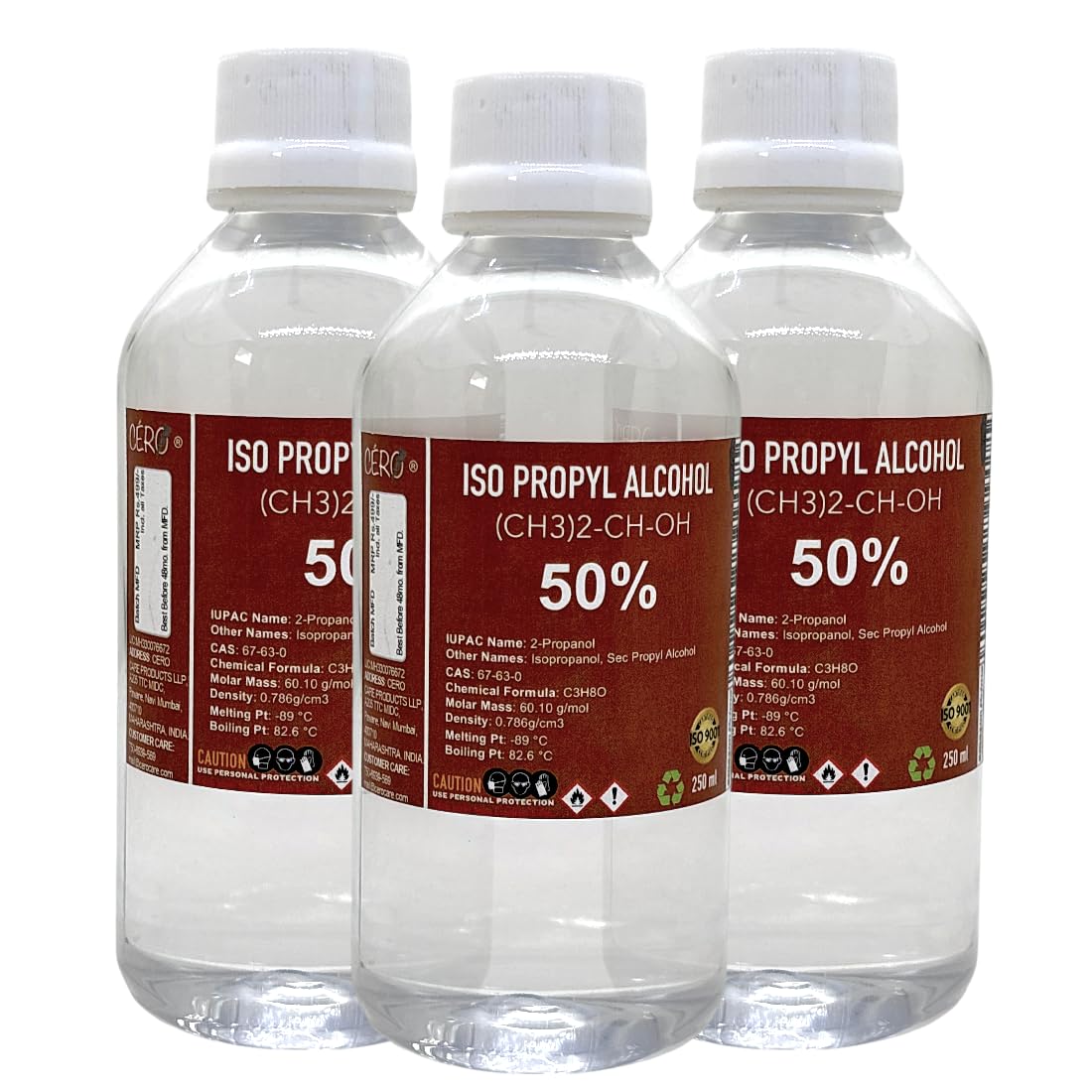 CERO ® IPA Isopropyl Alcohol for Cleaning, All Electronics, Clean Your Makeup Tools, Clean CPU, GPU and Screen, Repair Cosmetics 50% Pure [(CH3)2-CH-OH] CAS: 67-63-0 (250ml) Pack of 3-image-10