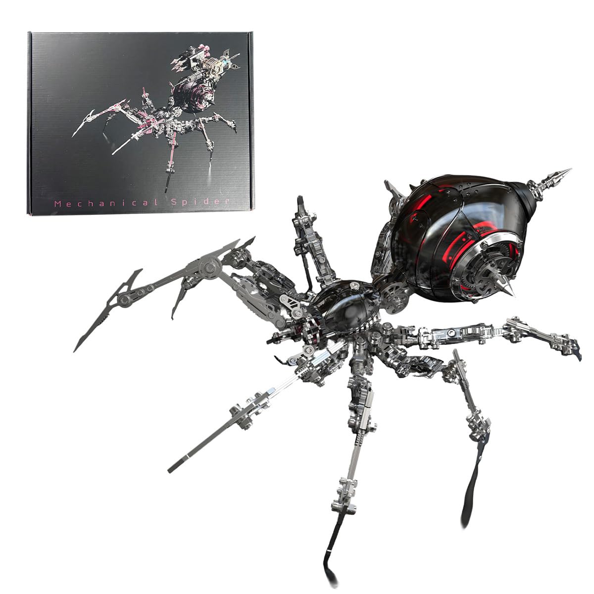 Steampunk - Puzzle in metallo 3D per adulti, modello di ragno di guerra meccanico con base, motivo: animali fai da te, modello per ornamenti e regali da scrivania (602 pezzi)