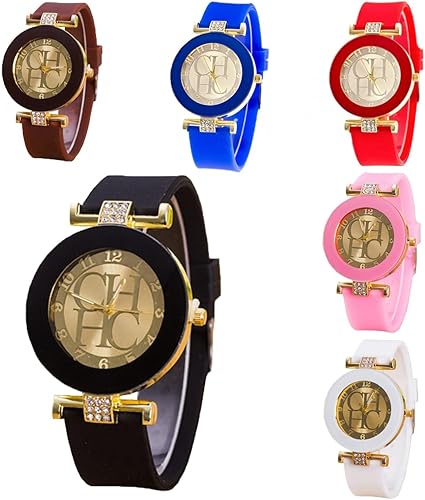 CdyBox 6 Surtido de las señoras reloj de pulsera de las mujeres del reloj del cristal del Rhinestone del reloj de la pulsera