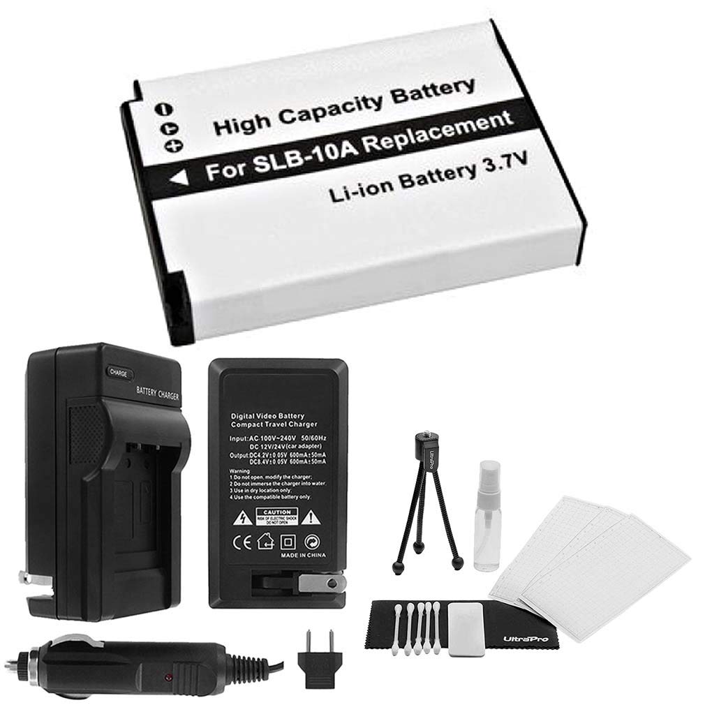 Amazon.com : SLB-10A High-Capacity Replacement Battery with Rapid Travel  Charger for Samsung HMX-U100 WB150F WB250F WB500. UltraPro Bundle Includes:  Camera Cleaning Kit, Screen Protector, Mini Travel Tripod : Digital Camera  Batteries :