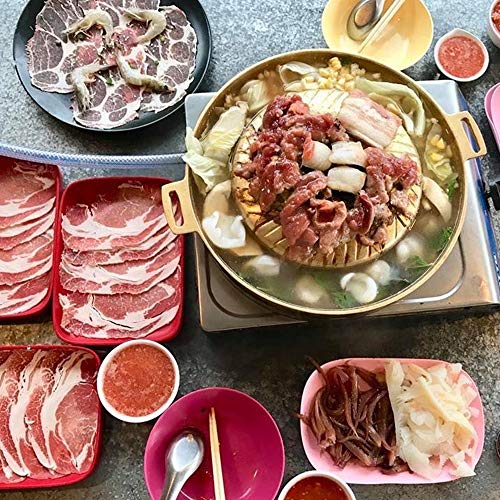 Cozinest Mookata Brass Grill Pan Thai Korean Japanese Style BBQ Grill Steak Hot Pan Nonstick Indoor/Outdoor Cooking 11in.