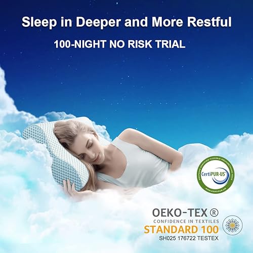 Miniatura 6 de Anvo Almohadas cervicales de espuma viscoelástica para dolor de cuello, almohadas cervicales para aliviar el dolor de dormir, almohada ortopédica de