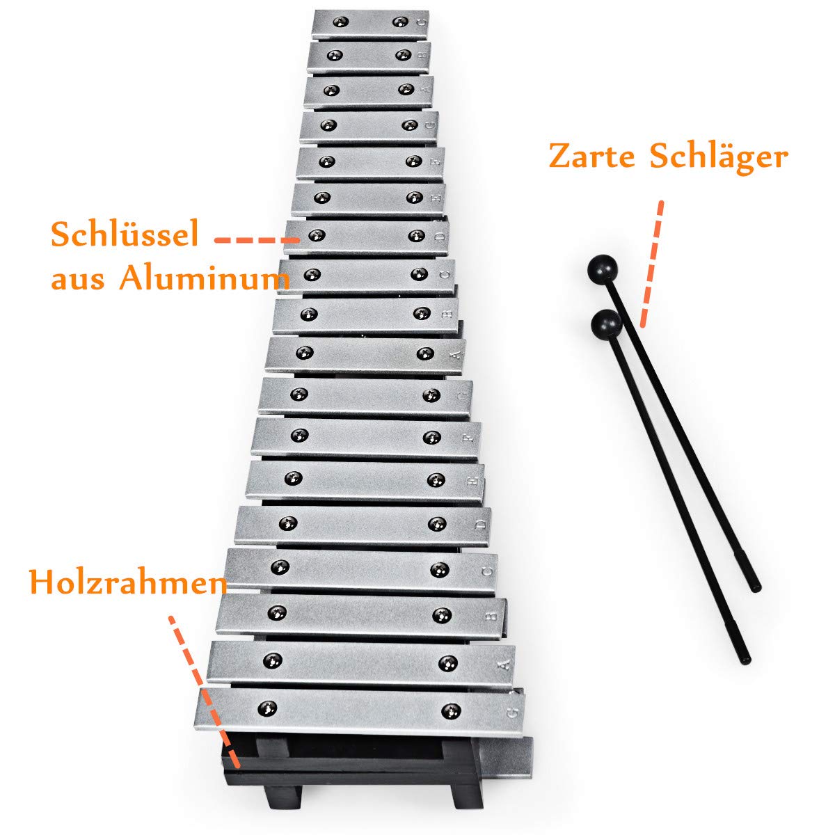 RELAX4LIFE 30 Noten Xylophon, Glockenspiel mit 2 Schlägel und Tragetasche, Musikinstrument für Kinder & Jugendliche & Erwachsene, Musikspielzeug mit Klappfunktion, Handpercussion aus Holz und Alu
