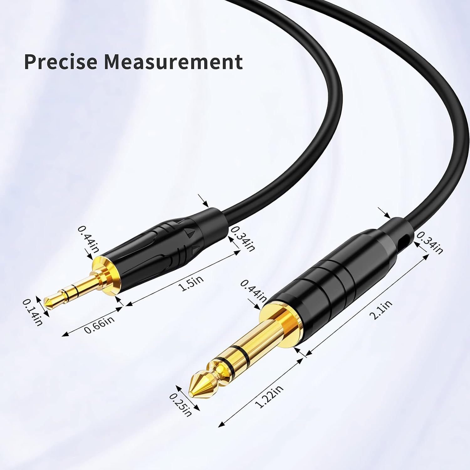 CableCreation 3ft 3.5mm 1/8" Male Stereo to 6.35mm 1/4" Male TRS Stereo Audio Cable Gold Plated Compatible with iPod, iPhone, Laptop, Home Theater, Amplifiers, Guitar and More,1 Meter/Black