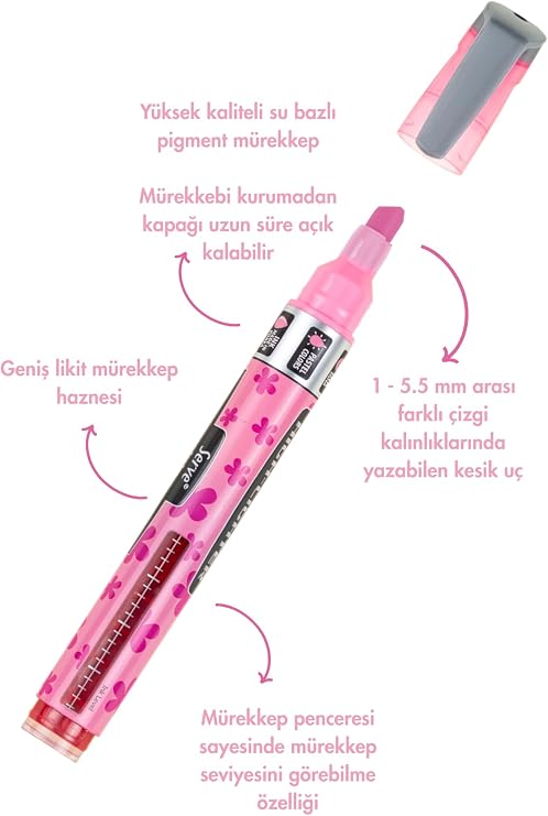 Serve Likit Kalem Desenlİ Pastel Pembe