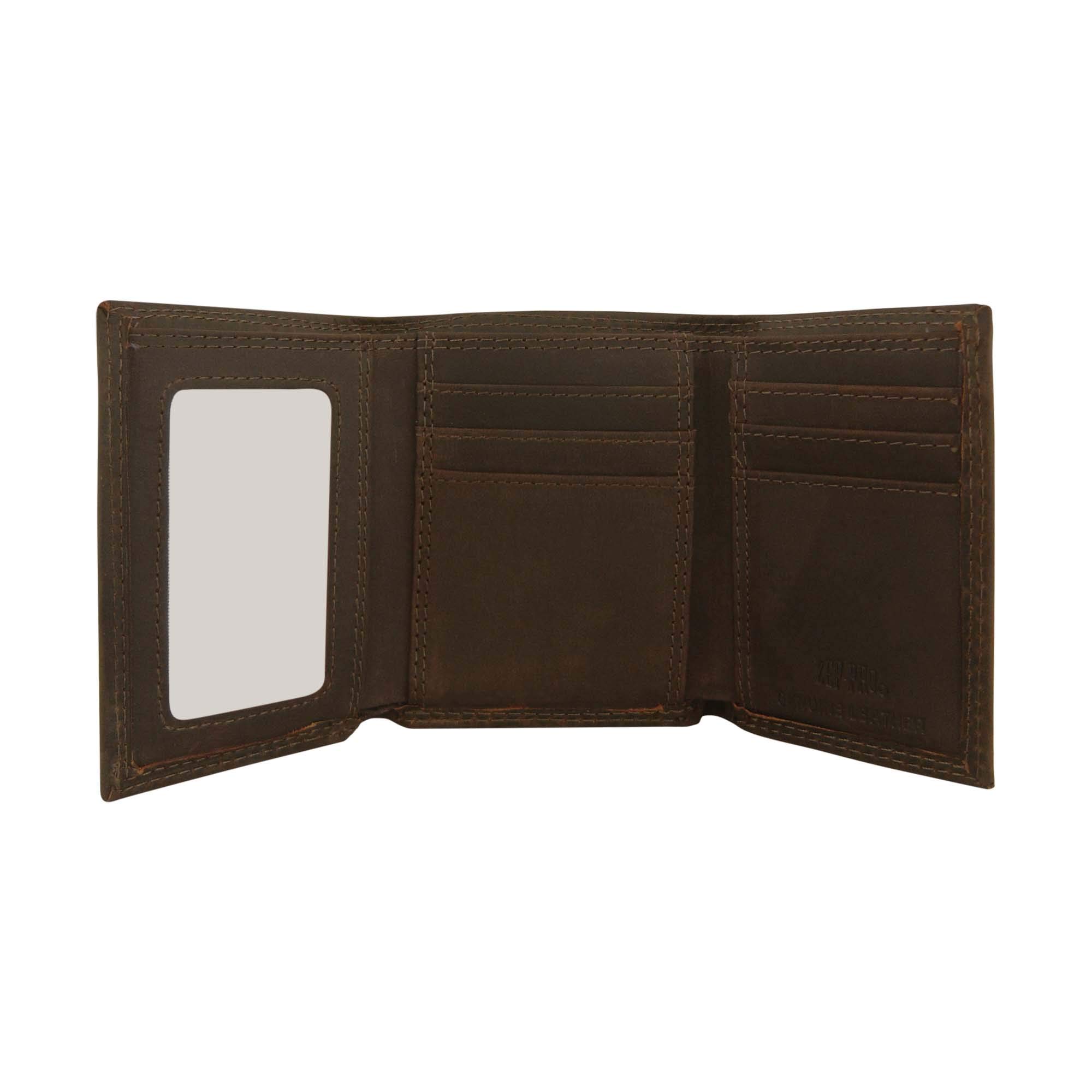 NCAA Auburn Tigers Zep-Pro Crazyhorse Leather Trifold Embroidered Wallet, Light Brown