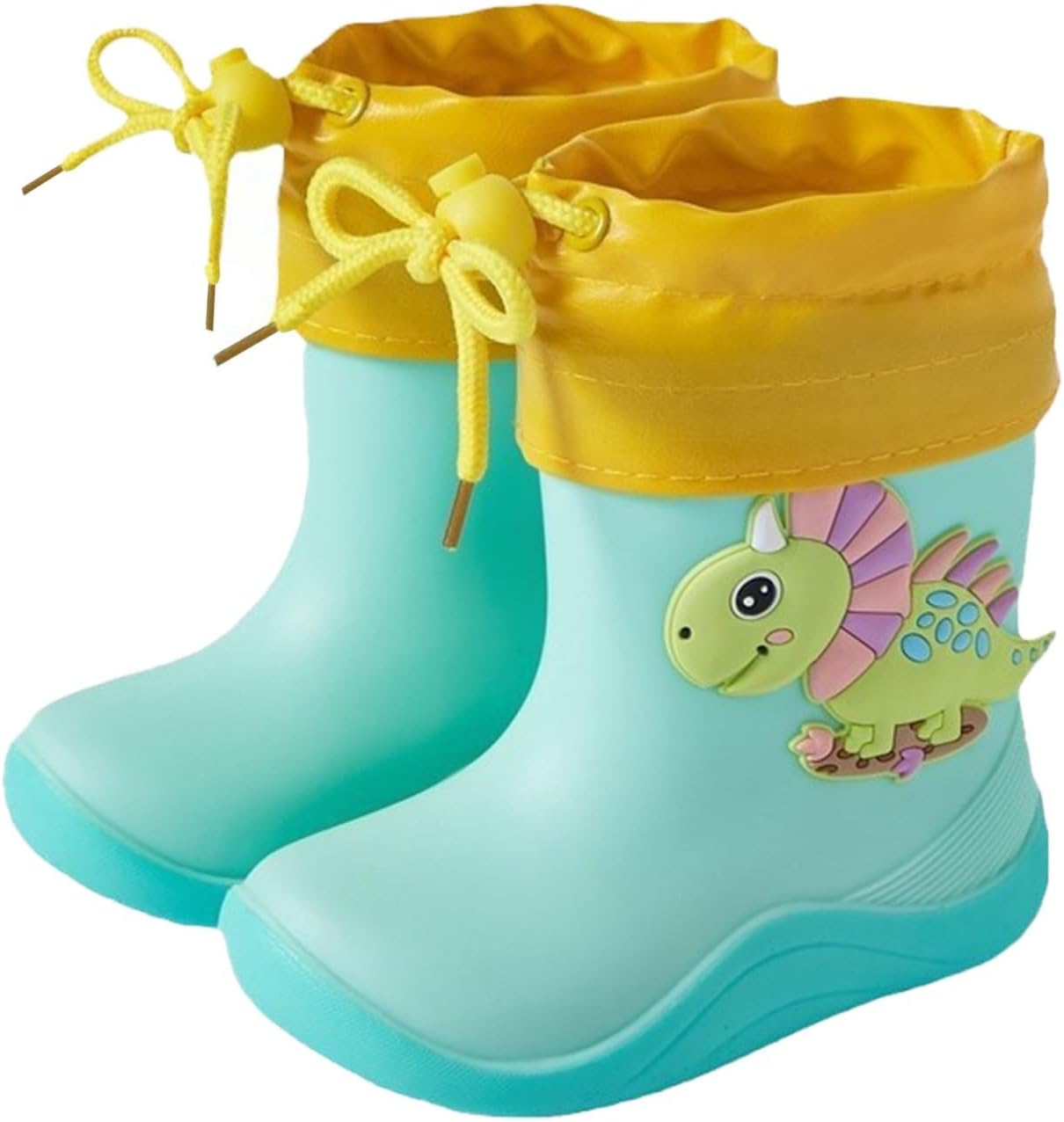 IWIHMIV Toddler Rain Boots Outdoor Non Slip Rain Boots for Boys Girls Drawstring Lightweight Winter Water Shoes