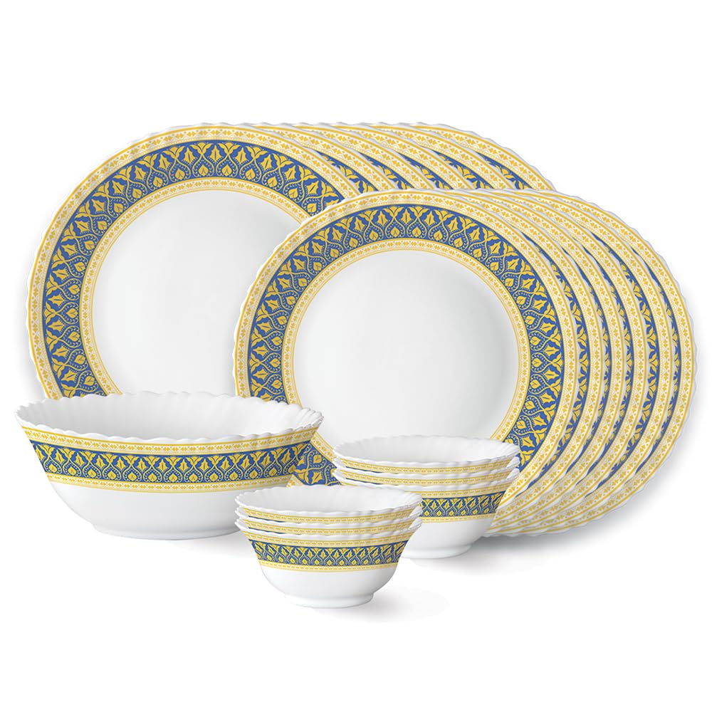 Larah by Borosil Regal Fluted Series Opalware Dinner Set | 19 Pieces for Family of 6 | Microwave & Dishwasher Safe | Bone-Ash Free | Crockery Set for Dining & Gifting | Plates & Bowls | White-image-39
