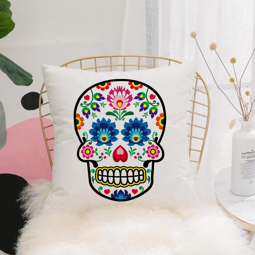 HYOSXW Cushion Cover,Throw Pillow Case Home Decorative for Living Room Bedroom Sofa Chair 16X16 Inch,Mexican sugar skull - Polish folk art style - Wzory Lowickie Wycinanka,Pillowcase 40X40cm