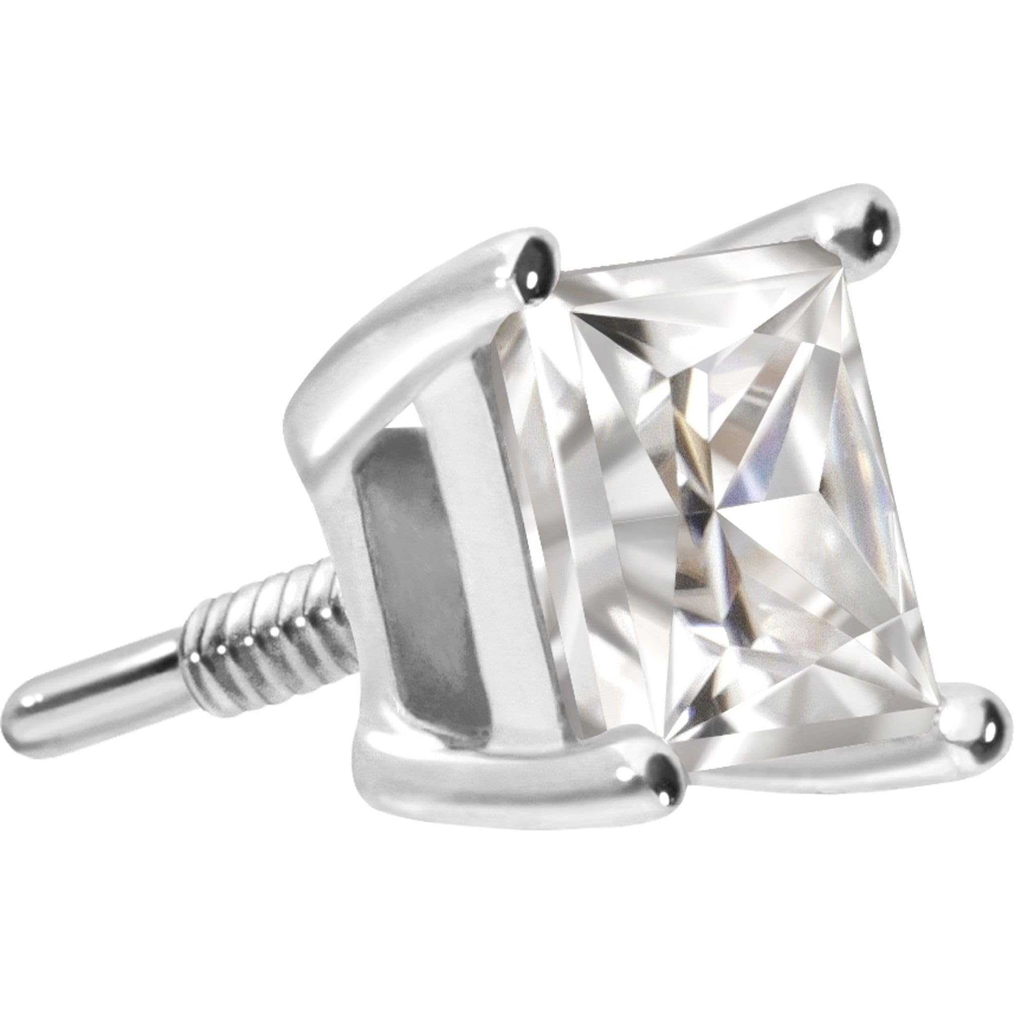 PIERCINGLINE Universal Piercing Schraub-Aufsätze 14 Gold Schraubaufsatz mit Außengewinde MOISSANIT-QUADRAT 585er Gold - Roségoldfarben, Goldfarben, Silberfarben