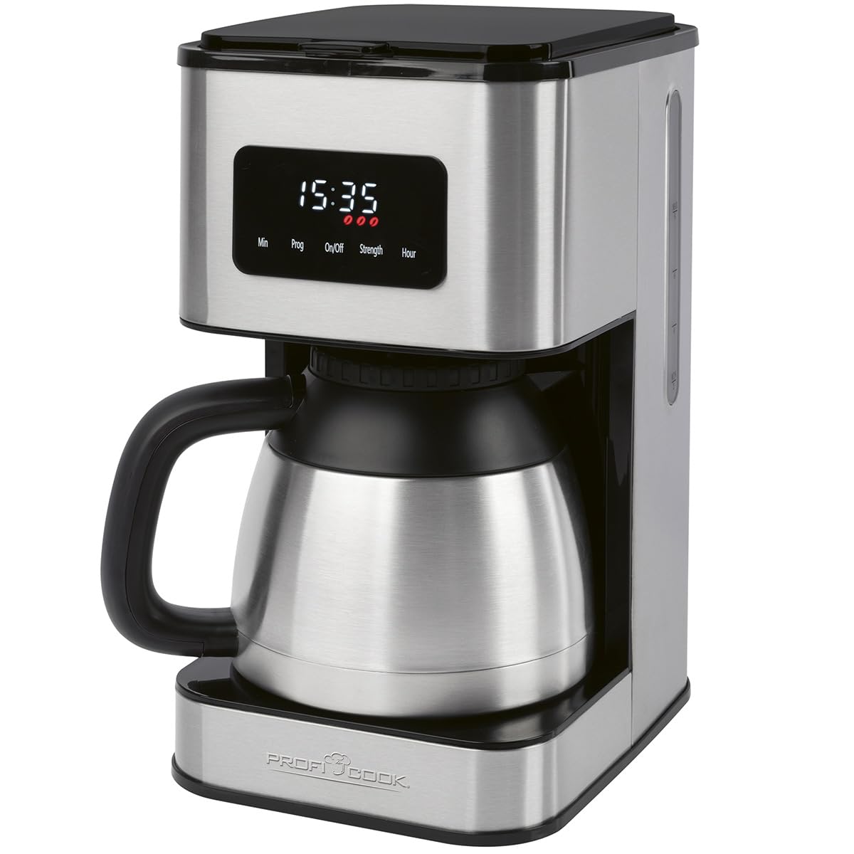 ProfiCook® Kaffeemaschine mit Thermoskanne | für bis zu 10 Tassen Kaffee | Aromawahl | Tropfstopp | mit Uhrzeit-Anzeige | Filterkaffeemaschine Edelstahlgehäuse | 900W | Kaffeemaschine | PC KA 1300