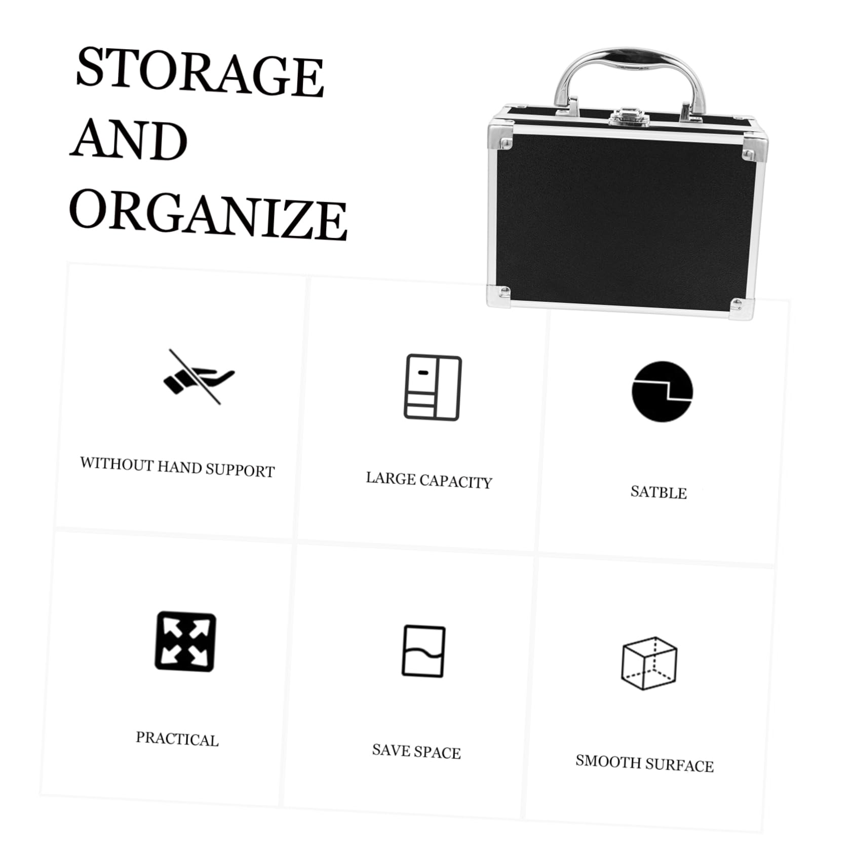 OUNONA Aluminum Alloy Portable Makeup Organizer Case Lightweight Tool Box for Compact Design for Instruments Cosmetics Nail Supplies