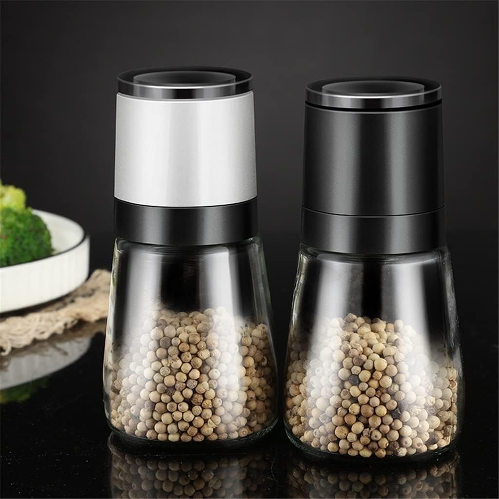 Manual Salt and Pepper Grinder Pulverizer Transparent Glass Jar Spice Jar Grinder Seasoning Bottle Grain Pepper