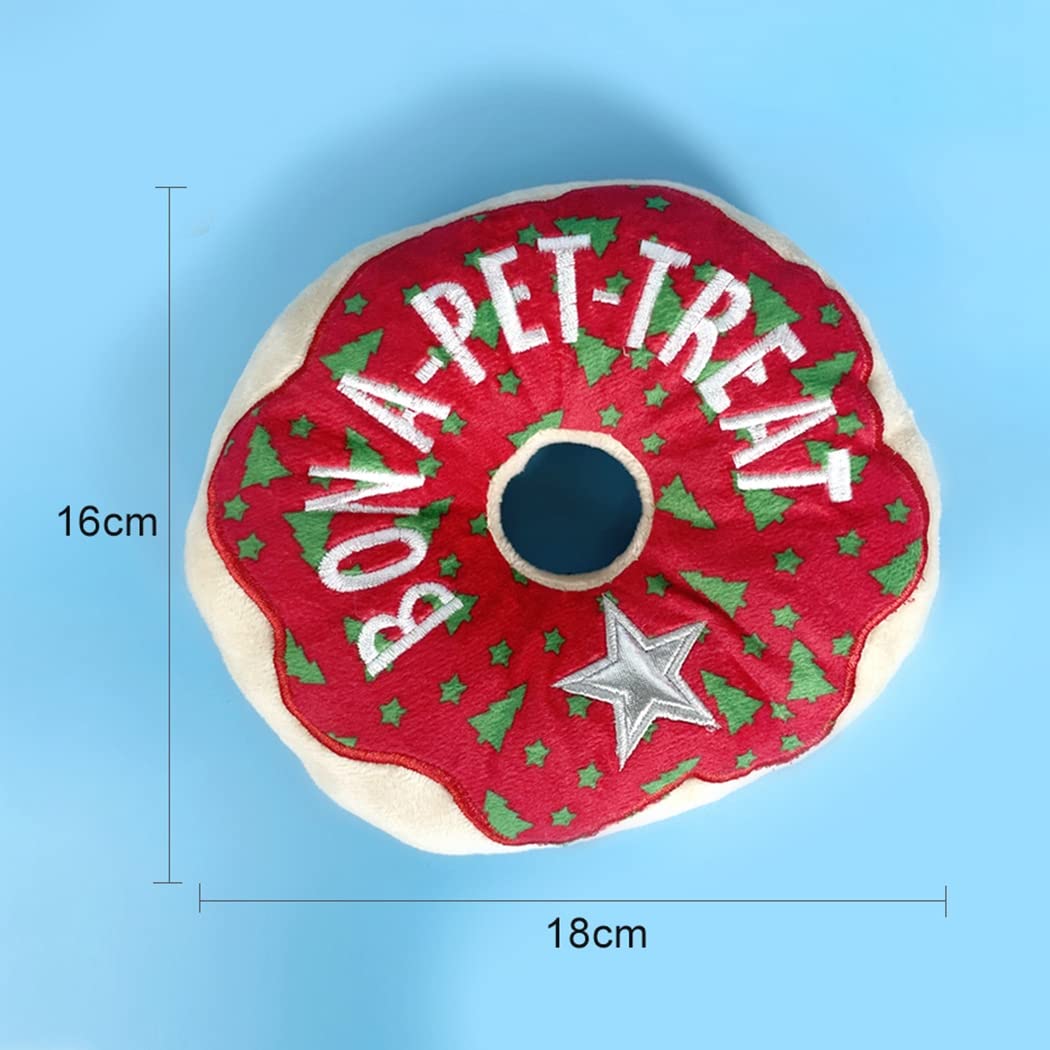 Générique Jouet couineur pour Chien Donut, Jouet Doux de Dentition pour Chiot, Jouet interactif pour Animal, pour Noël