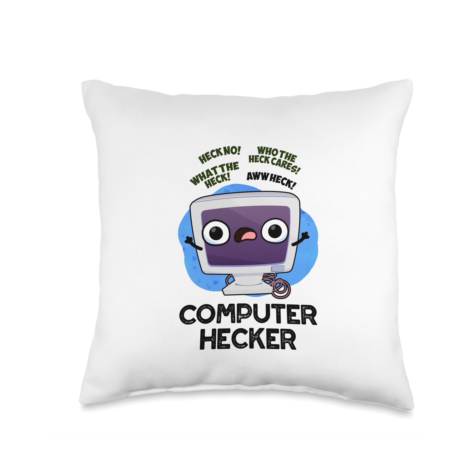 Computer Hecker Funny Technology Pun Throw Pillow, 16x16, Multicolor