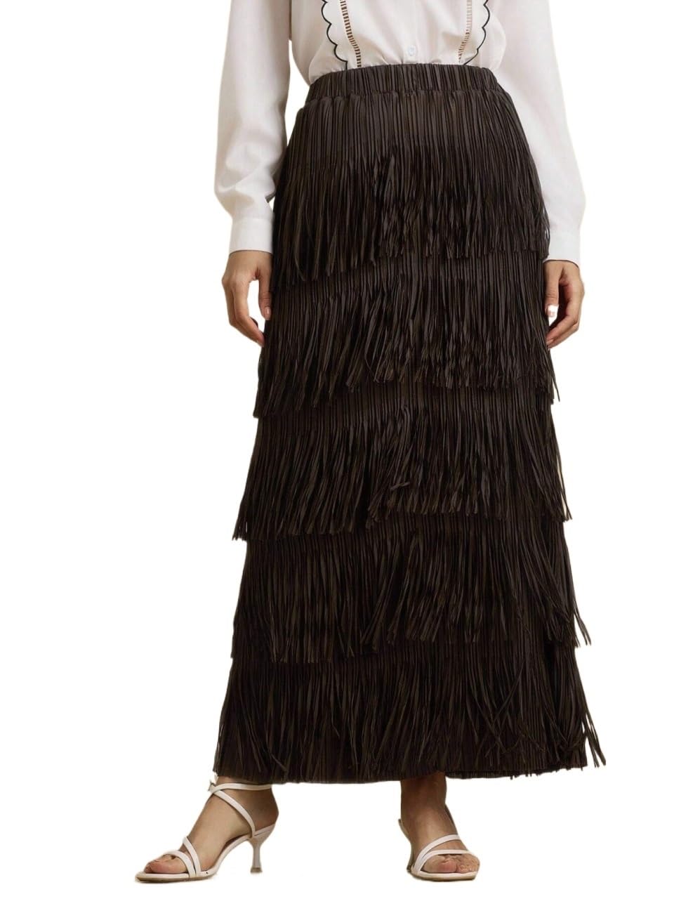 Fall and Winter Solid Color Elastic Waist Long Skirt Womens Basic Versatile Trendy Skirt
