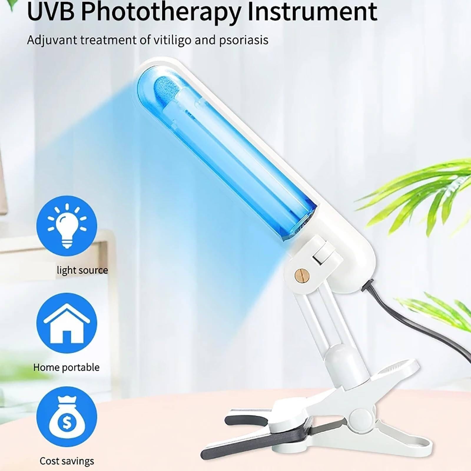 Lampada for fototerapia UVB portatile, rotazione multi-angolo/intervallo di irradiazione: 48 cm², con occhiali + timer, dispositivo for la cura della pelle a spettro stretto 311 for pelle, corpo, cuoi