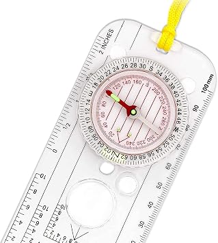 Navigation Compass Expedition Map Reading Lightweight Map Ruler Compass with Adjustable Tilt for Survival Mountaineering or Hiking Fully Waterproof