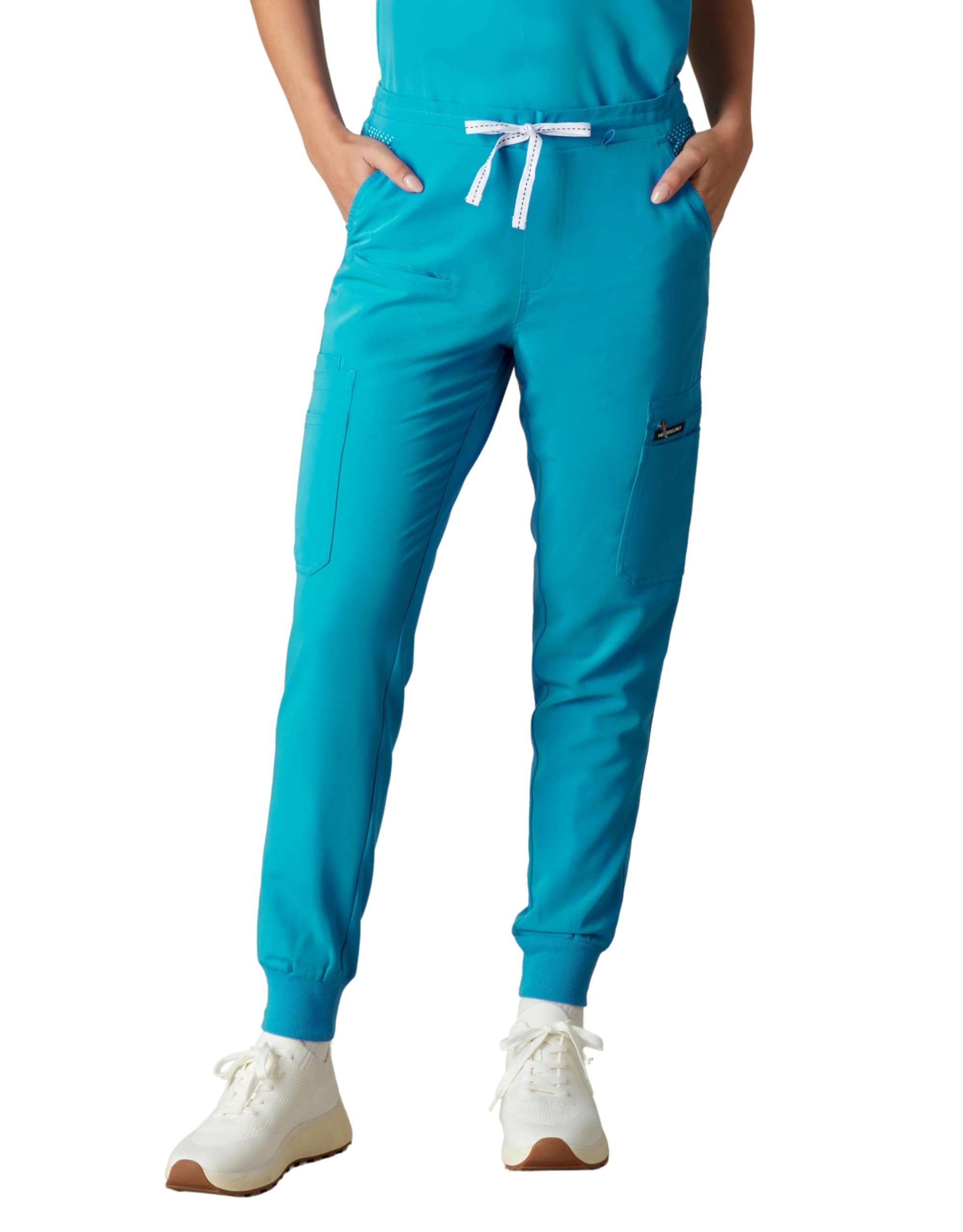 Members Only Women's Valencia Jogger Scrub Pants for Women | Rib Bottom Leg Medical Scrubs | Womens Scrubs | Hospital Scrubs for Women | Black Scrub Pants Woman (Teal, Medium)
