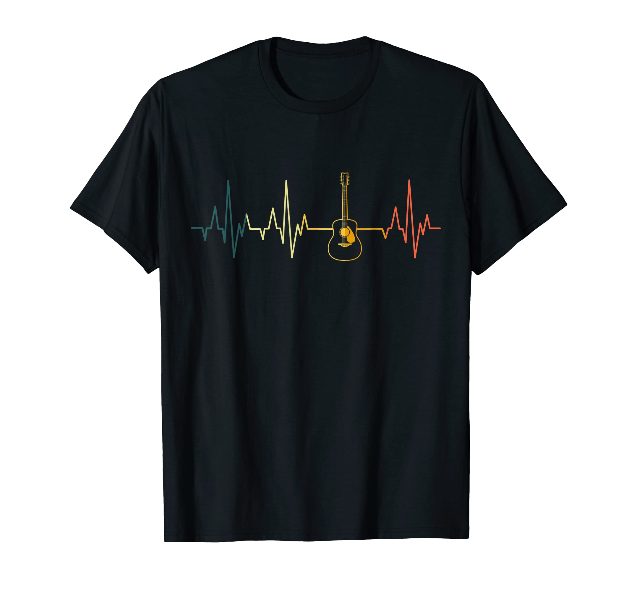 Gitarrenspieler Retro Herzschlag Gitarristen MotivHeartbeat Guitar Retro EKG Guitar Pulse T-ShirtOEKO-TEX STANDARD 100