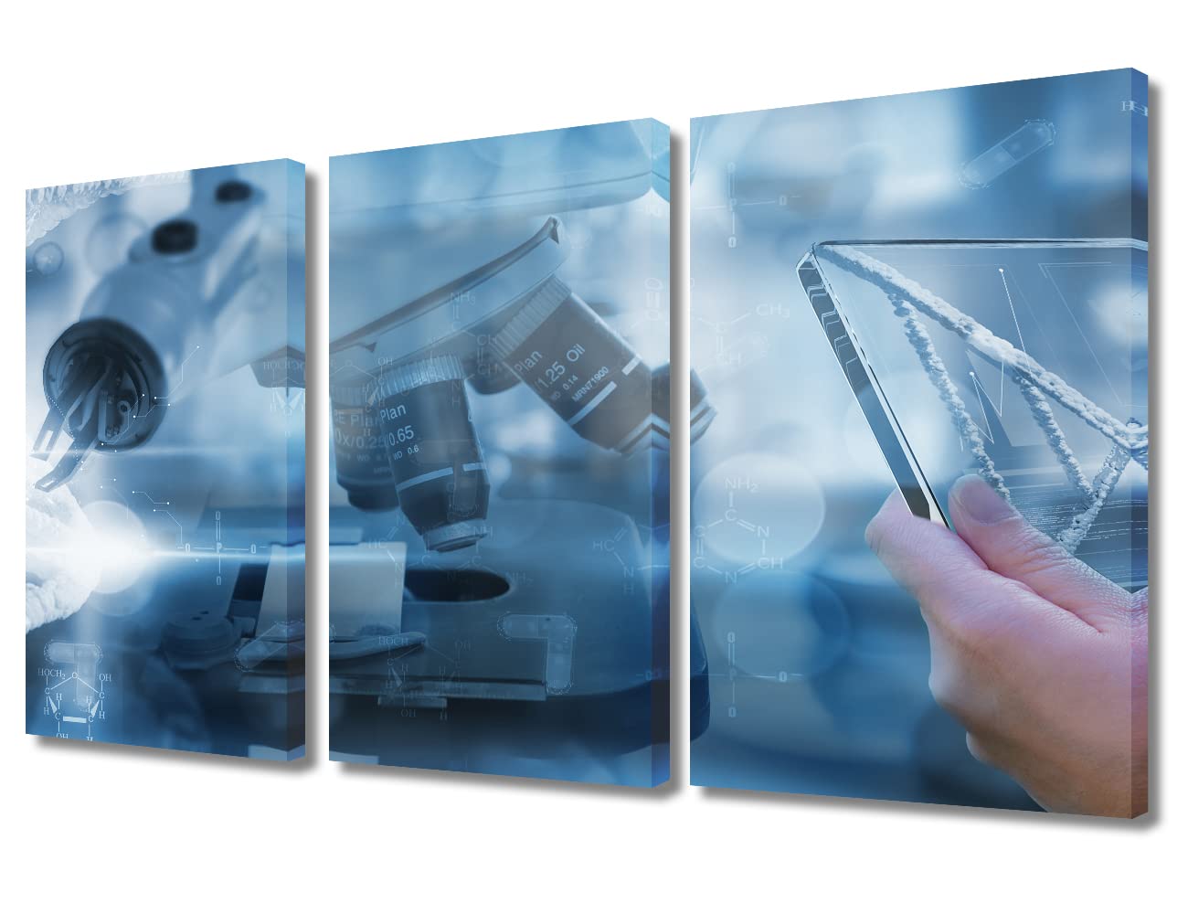TUMOVO 3 Panel Poster Future Smart Medical Technology Concept Wall Art Medicine Concept Pictures Wall Decor for Living Room Medical Wall Decor for Bedroom Framed Ready to Hang (36" Wx24 H)