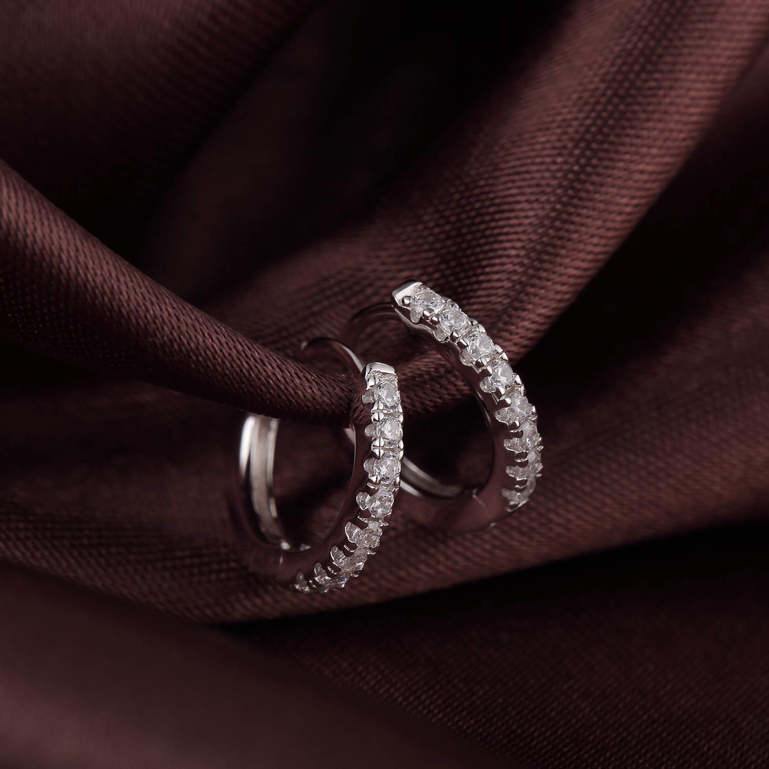 jiamiaoi Orecchini a Cerchio per Uomo Donna Argento Sterling 925, Oro Bianco 18 Carati
