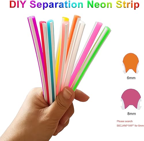 Miniatura 3 de Cubierta de tira de luz LED flexible de neón separada, 16.4 pies, 0.315 in, sin desgaste, cubierta de difusor de silicona flexible con 2 cortadores