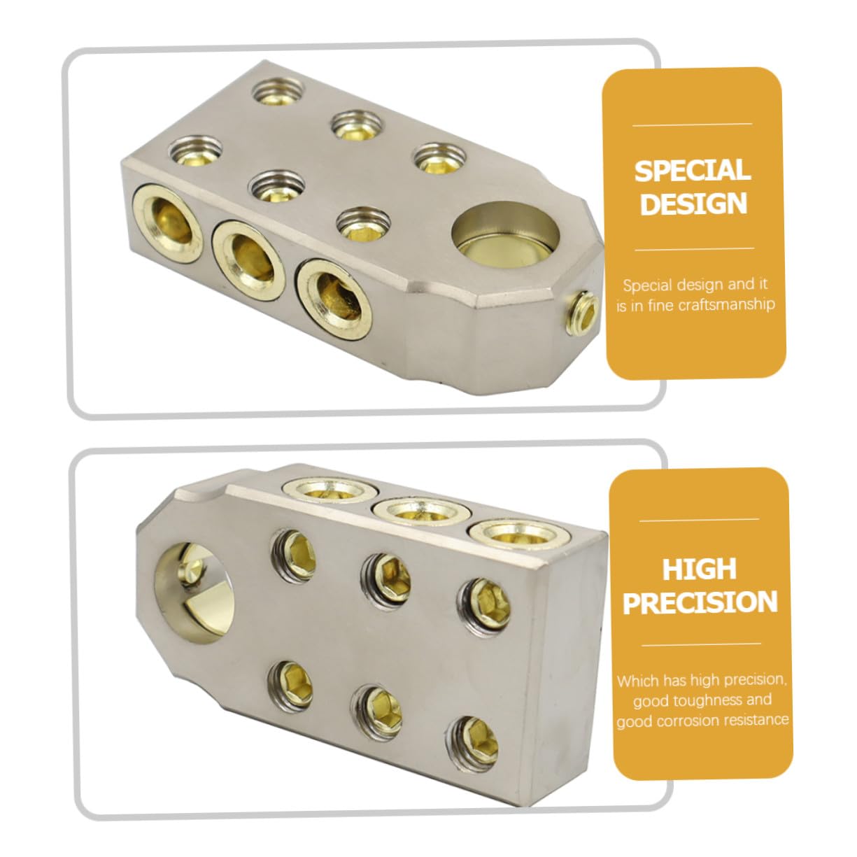 Batterieanschluss 1 Paar 2/0 Awg aus Zinklegierung Gold | Hochpräzise Ausführung, Korrosionsbeständig, für Batterieanschluss an Kran und Gabelstapler