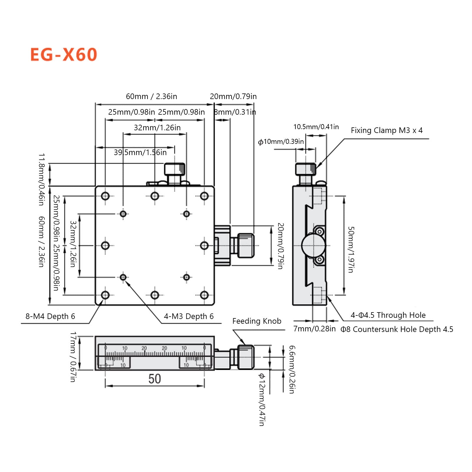Amazon.co.jp: BTC(に住む) Linear Stage X Axes Manual Displacement Platform  Screw Feeding Sliding Table with Scale (60X60mm) : 産業・研究開発用品