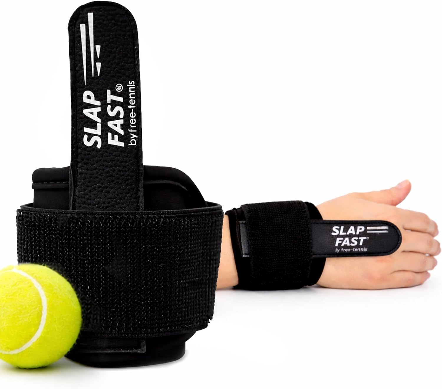 FREE TENNIS slap fast Tennis Swing Trainer, Tennis Training Aid for Racket Head Speed, Wrist Release & Timing, Serve Forehand Backhand Practice Equipment for Adults Juniors Beginners (Black)