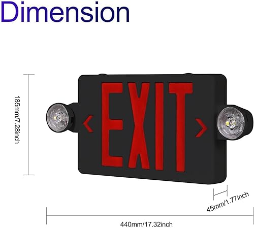 Miniatura 16 de CM MZY Luz de emergencia roja con dos cabezales ajustables, señal de salida LED con respaldo, estándares estadounidenses, certificado UL, combo
