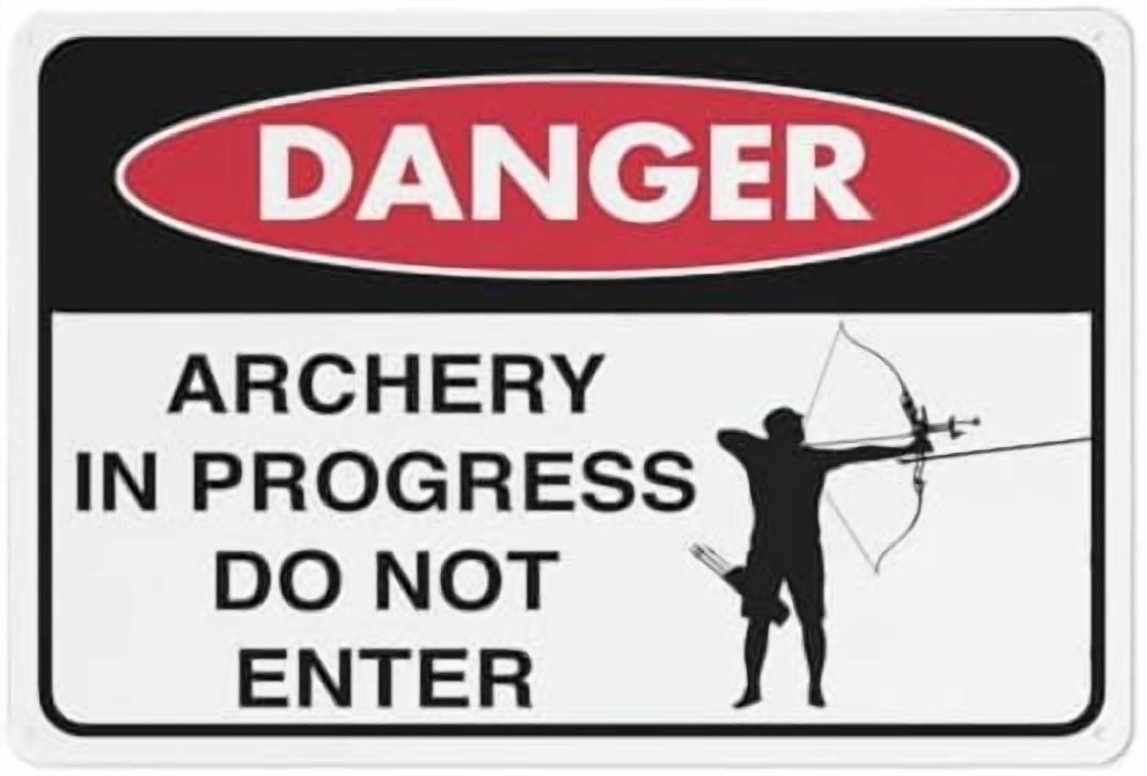 (2-Pack) Metal Tin Sign Danger Archery In Progress Do Not Enter Sign Signs Outdoor, Uv Printed 12 X 8 In, Weatherproof And Signs