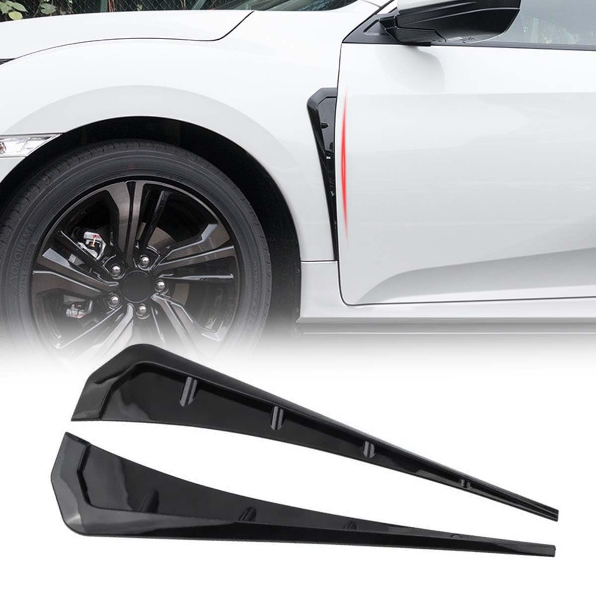 Car Mudguard Vent Cover Sticker,Compatible with Mitsubishi Colt VI Z20/Z30 Schrägheck,Auto Parts,1-Black