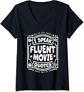 Womens Fluent Movie Quotes Enthusiast - Cinematic Lingo Lover V-Neck T-Shirt