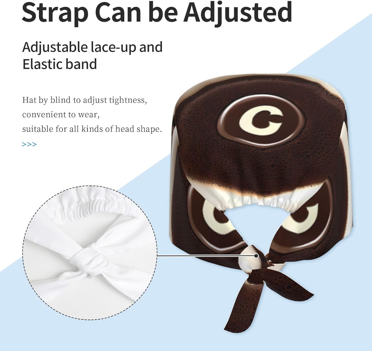 Breathable Work Hat Coffee Latte Art Pattern Adjustable Comfortable Chef Hat for Women & Men