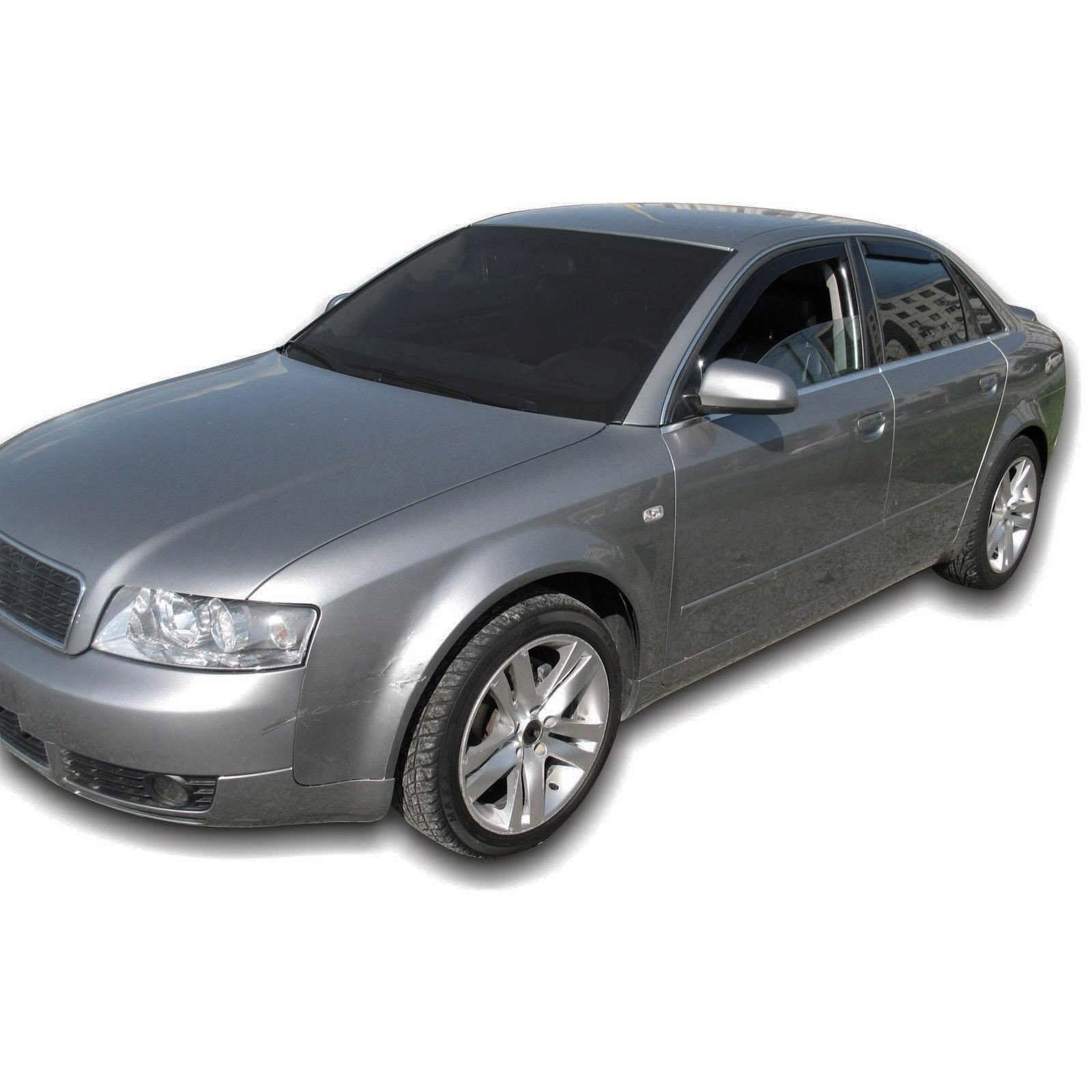 J&J AUTOMOTIVE GP Windabweiser passend für Audi A4 B6 / B7 4-Türer Limousine 2000-2009 4tlg, Vorne und Hinten Regenabweiser Passform Getönt Schwarz