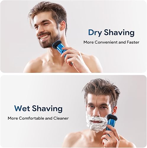 Miniatura 6 de Maquinilla de afeitar eléctrica para hombres, afeitadora eléctrica recargable e impermeable, afeitado en seco y húmedo con barba inalámbrica,