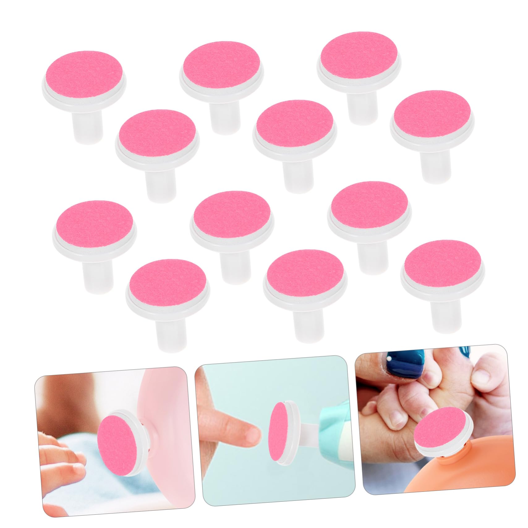 CALLARON Cabezas de Repuesto para Uñas de Niño, Almohadillas para Pulir Uñas, 12 Piezas, Seguro de Usar, para Manos y Pies, Navidad y Cumpleaños