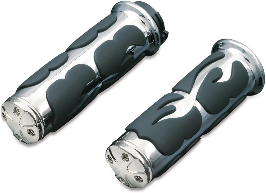 Kuryakyn 6262 Motorcycle Handlebar Accessory: ISO Flame Hand Grips, Universal Fit for 1" Diameter Handlebars, Chrome, 1 Pair