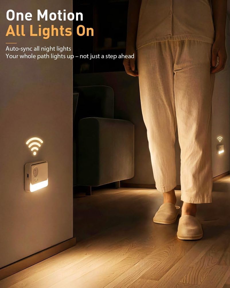 OOWOKS LED Nachtlicht mit Bewegungsmelder Innen Akku 3 Stück Treppenbeleuchtung mit Motion Sensor 3 Lichtfarbe Aufladbar Magnetische Bewegungsmelder Licht Ohne Steckdose für Flur Treppe Küche Bad