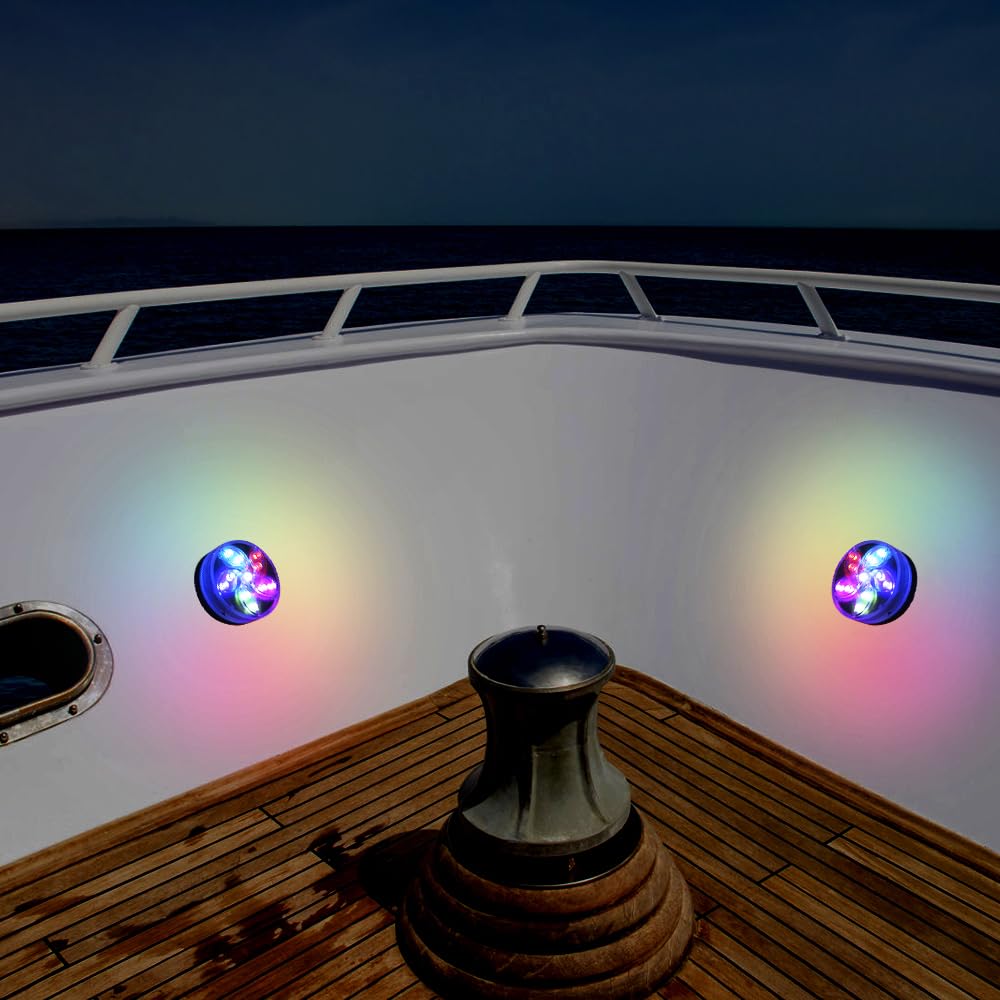 MiOYOOW Set di 2 Luci a LED per Barca, Illuminazione Interna Marina, Impermeabile, 16 Colori e 4 Modalità, Luce Cortesia con Base Magnetica per Pesca a Vela Kayak (non inclusa la batteria)
