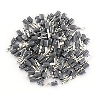 ERH India (200 Pcs) Ferrule Copper Crimp Connectors AWG12, 4.0mm Grey Insulated Crimp Pin Terminals Nylon Copper Crimp Ferrules Wire Connector Sleeves Insulated Cord Pin End Terminal E4009