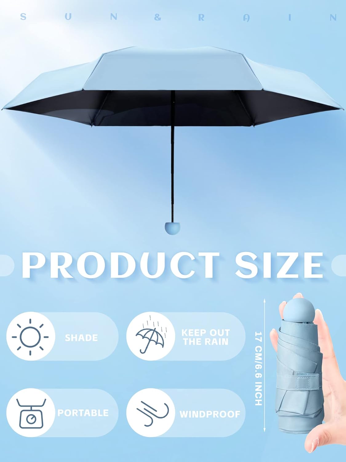 Pinkunn 6 Pieces Travel Mini Umbrella for Purse, Colored Compact Umbrellas, Bulk Small Folding UV Lightweight Portable Windproof Pocket for Sun Rain Protection, Girls Women - Image 2