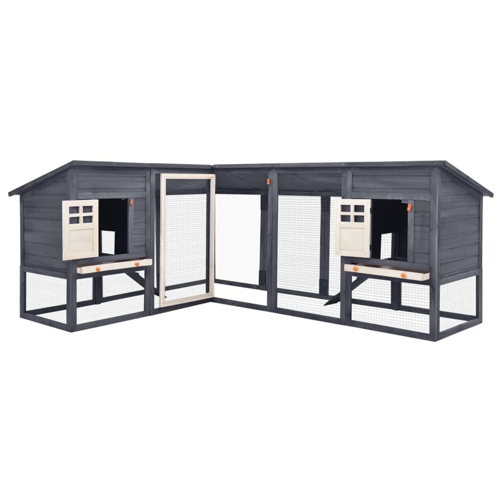 ShGaxin Jaula conejera de Exterior con Corral, Jaula Cobaya, Jaulas para Conejos, Jaula Hamster, Casa Conejo, Casita Conejo, Conejo, Madera Abeto Gris Blanco