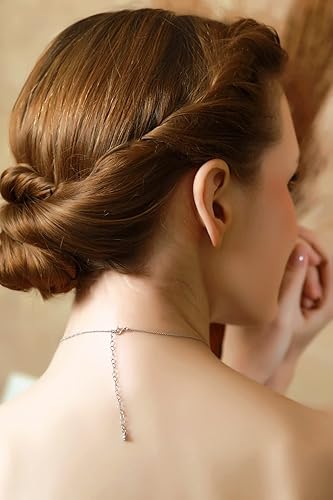 Miniatura 4 de Collar de plata esterlina con alas de ángel con piedra natal para mujer, piedra preciosa auténtica o sintética, en capas, corta, delicada gargantilla